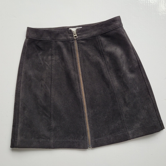 Aritzia Wilfred Free Zip Up A-Line Mini Skirt Vegan Suede - Picture 2 of 8